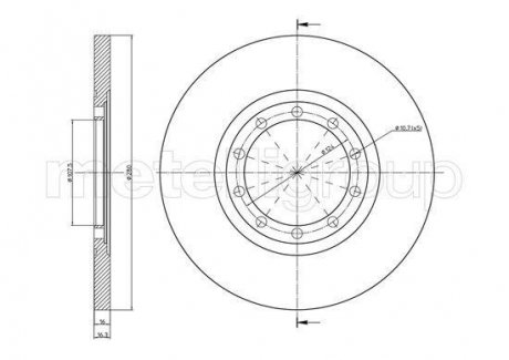 Тормозной диск зад. Transit V347 06- (H=16mm) CIFAM 800-998C