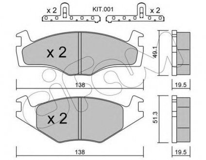 VW Гальмівні передні колодки (+ пластини) Golf/Jetta/Passat 8/83- CIFAM 822-045-1K