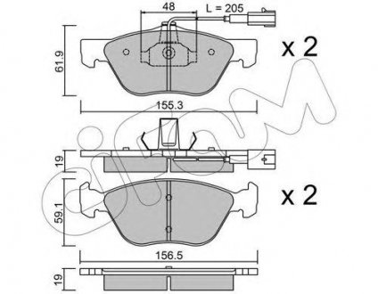 FIAT Тормозные колодки передние ALFA 156, FIAT Coupe Lancia Delta, Alfa Romeo 145, 146, 156, GT, Fiat Punto, Mercedes W903, Alfa Romeo 147 CIFAM 822-083-0