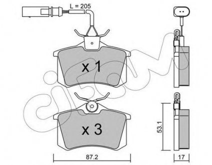 VW Колодки гальмівні задні. Sharan, Seat, FORD CIFAM 822-100-3