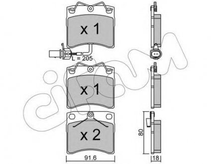 VW Гальмівні колодки передні.T4 90- Volkswagen Transporter CIFAM 822-163-2