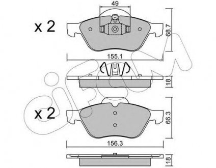 Гальмівні колодки пер. Clio/Laguna/Megane/Scenic/Twingo (03-21) CIFAM 822-335-1