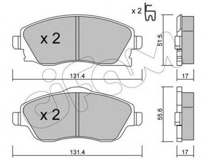 OPEL Гальмівні колодки передні.Corsa C 1,0-1,8 00- CIFAM 822-340-0