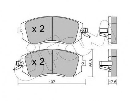 Гальмівні колодки пер. Subaru Impreza 02-/Forester 02- (akebono) CIFAM 822-500-1