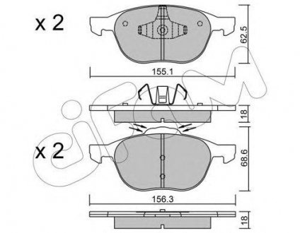 Купити Гальмівні колодки пер. Connect 02- Ford C-Max, Focus, Renault Trafic, Volvo V40 CIFAM 822-534-1 (фото1) підбір по VIN коду, ціна 992 грн.