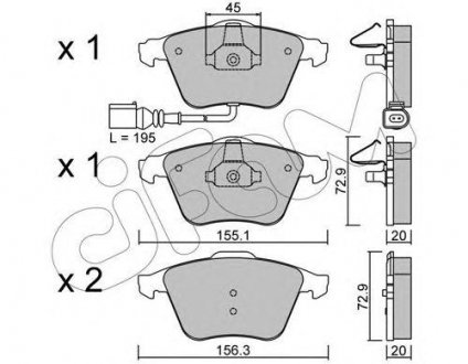 Тормозные колодки перед. AUDI A3/TT VW Golf V, Passat 05- SEAT Leon (с датч.) Volkswagen Golf, Scirocco, Audi A3, TT CIFAM 822-549-4