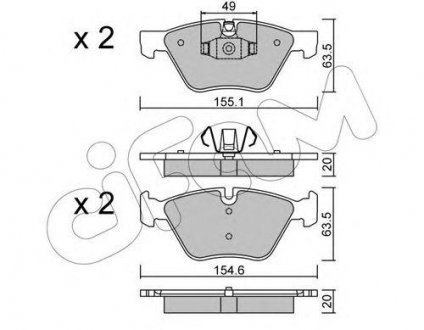 Тормозные колодки перед. BMW 1-serie E87/88, 3-serie E90/91 CIFAM 822-557-5