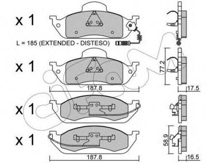 DB тормозные колодки передние. ML W163 98- CIFAM 822-569-0