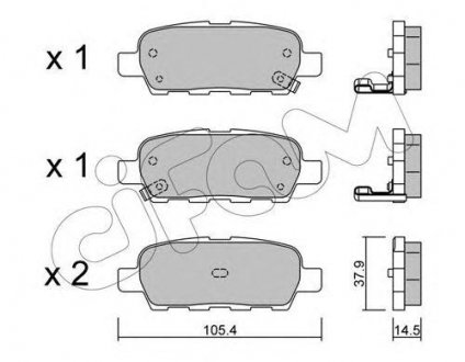 Гальмівні колодки зад. Qashqai/X-Trail 07- (38x105,5x14,3) CIFAM 822-612-0