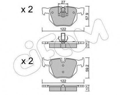 Купити BMW Гальмівні колодки задні.5 E60 03- BMW E60, E61, E63, E64 CIFAM 822-644-0 (фото1) підбір по VIN коду, ціна 701 грн.