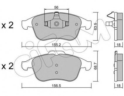 Гальмівні колодки пер. Laguna III 07-/Grand Scenic 09- (ATE) (155,3x63x18) Renault Scenic, Grand Scenic, Latitude, Laguna, Clio CIFAM 822-803-1