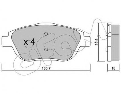 CITROEN Гальмівні колодки передні.C3 Picasso,DS3 1.4/1.6 09- Citroen C3, DS3, Peugeot 2008, Opel Crossland X CIFAM 822-852-0