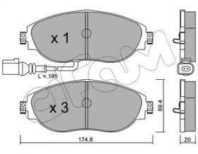 W К-т передніх гальм. колодок Golf VII, Passat 10-, SKODA Octavia 12- CIFAM 822-952-0