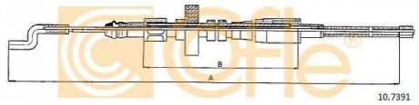 Трос ручного гальма зад. T4 -96 Л=Пр. (барабан) (844/506) Volkswagen Transporter COFLE 10.7391