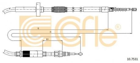 Трос ручного тормоза задний. L/P 1805/1640 Audi A4 01.95- Audi A4 COFLE 10.7531