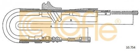 Трос ручных тормозов правый (барабанный.) Audi 80 COFLE 10754