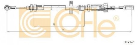 Трос ручного тормоза перед. Ducato/Boxer 94-02 (1059/761) Fiat Ducato, Peugeot Boxer, Citroen Jumper COFLE 1171.7