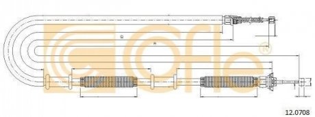 Трос ручного тормоза зад. Doblo Cargo/Van 01-10. (1740/1447) COFLE 12.0708