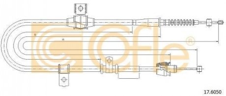 Трос ручного гальма зад. KIA CERATO 04- (-ABS) Л. (1576/1404) KIA Cerato COFLE 17.6050