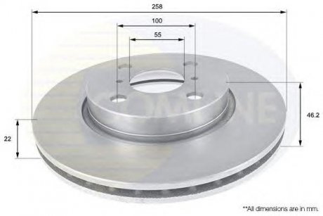 Диск Гальмівний вентильований Toyota Yaris COMLINE adc01133v