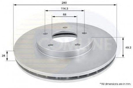 Диск Гальмівний вентильований Nissan Almera, Infiniti I, Nissan Maxima, X-Trail, Primera COMLINE adc0260v