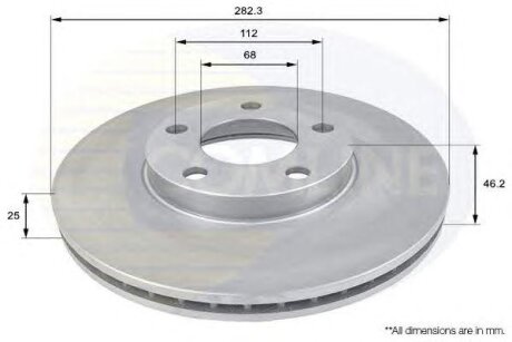 - Диск гальмівний вентильований з покриттям COMLINE adc1425v