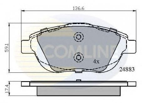 Купить Тормозные колодки Citroen C3, DS3, Peugeot 2008, Opel Crossland X COMLINE cbp02027 (фото1) подбор по VIN коду, цена 956 грн.