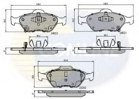 Купити ГАЛЬМІВНІ КОЛОДКИ Toyota Yaris COMLINE cbp31637 (фото1) підбір по VIN коду, ціна 867 грн.