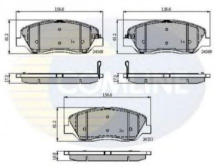 Купити - Гальмівні колодки до дисків KIA Sportage, Carens, Hyundai IX35, I40 COMLINE cbp31676 (фото1) підбір по VIN коду, ціна 615 грн.