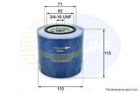Фільтр олії (аналог51189E/OC86) COMLINE eof052