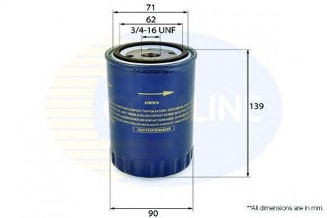 Фільтр олії (аналогWL7217/OC262) COMLINE eof078