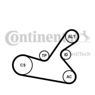 Купить Комплект (ремень+ролики)) Renault Laguna, Peugeot 307, Citroen C3, C2 Contitech 6PK1125 K1 (фото1) подбор по VIN коду, цена 3822 грн.