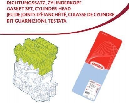 Комплект прокладок головки блока цилиндра Renault Clio, Kangoo, Twingo CORTECO 417739P