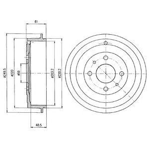 Тормозной барабан Fiat Panda, Alfa Romeo 145, Lancia Delta, Alfa Romeo 146, Fiat Brava, Bravo, Lancia Musa, Fiat Punto, Fiorino Delphi bf366