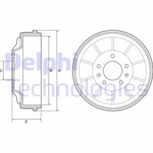 Тормозные барабаны Citroen Jumpy, Peugeot Expert, Fiat Scudo Delphi bf562