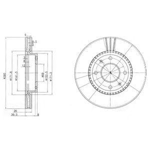 Тормозные диски Hyundai Elantra, KIA Magentis, Hyundai Sonata Delphi bg4013