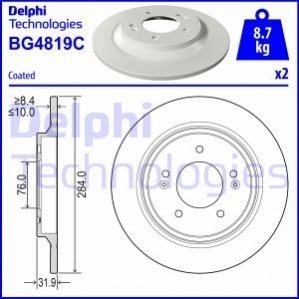 Купить Тормозной диск KIA Optima, Hyundai Sonata, KIA Soul Delphi bg4819c (фото1) подбор по VIN коду, цена 1281 грн.