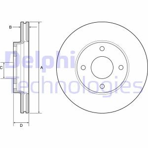 FORD Диск тормозной передний FIESTA VII 1.0 EcoBoost 17-с Delphi bg4953c