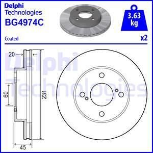 SUZUKI Гальмівний диск передн. IGNIS III 1.2 16- Delphi bg4974c