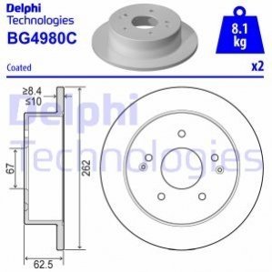 Гальмівні диски задні Delphi bg4980c