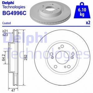 Купить Тормозные диски Honda Civic Delphi bg4996c (фото1) подбор по VIN коду, цена 1612 грн.