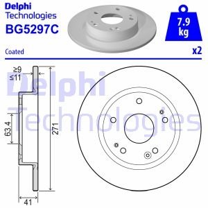 Купить Диск тормозов. задн. FORD FOCUS 18- Ford Focus Delphi bg5297c (фото1) подбор по VIN коду, цена 1445 грн.