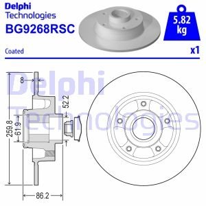 Гальмівний диск з підшипником Renault Megane, Scenic, Grand Scenic, Clio Delphi bg9268rsc