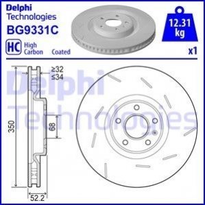 Купить Тормозные диски Delphi bg9331c (фото1) подбор по VIN коду, цена 4216 грн.