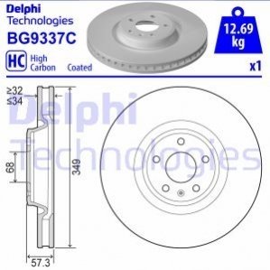 Тормозные диски Audi Q7, A4, Volkswagen Touareg Delphi bg9337c