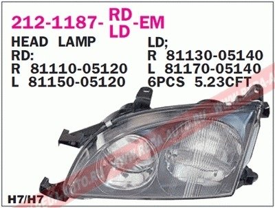 Купить Фара передняя Toyota Avensis DEPO 212-1187R-LD-EM (фото1) подбор по VIN коду, цена 2748 грн.