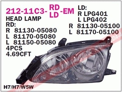 Купить Фара передняя Toyota Avensis DEPO 212-11C3L-LD-EM (фото1) подбор по VIN коду, цена 3314 грн.