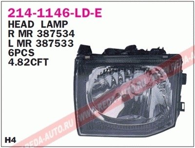 Купить Фара передняя Mitsubishi Pajero DEPO 214-1146L-LD-E (фото1) подбор по VIN коду, цена 3938 грн.
