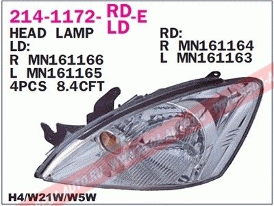 Купить Фара передняя Mitsubishi Lancer DEPO 214-1172L-LD-E (фото1) подбор по VIN коду, цена 3440 грн.