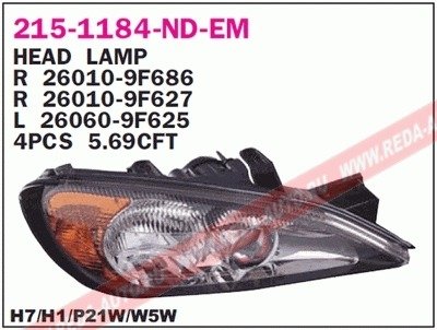 Купить Фара передняя Nissan Primera DEPO 215-1184L-ND-EM (фото1) подбор по VIN коду, цена 3677 грн.